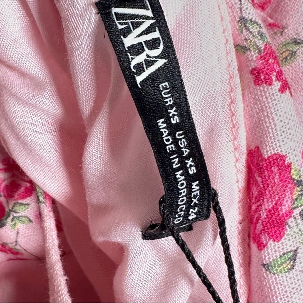 ZARA Dainty Floral Linen Fit & Flare Strappy Mini Dress - Picture 13 of 15